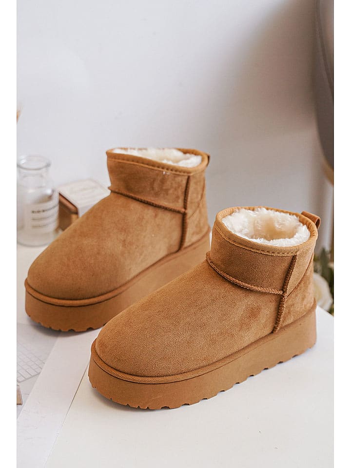 Rock & Joy Botki zimowe w kolorze jasnobrązowym rozmiar: 34