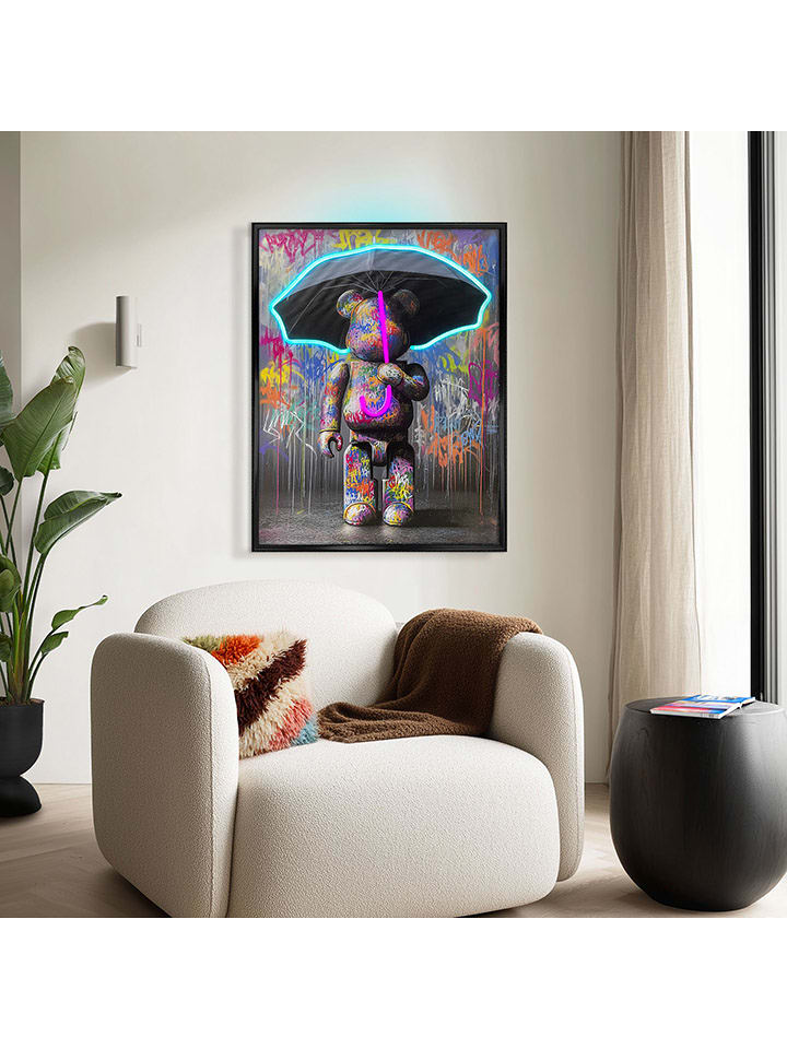 Orangewallz Druk artystyczny LED "Umbrella Bear" rozmiar: 60x80 cm