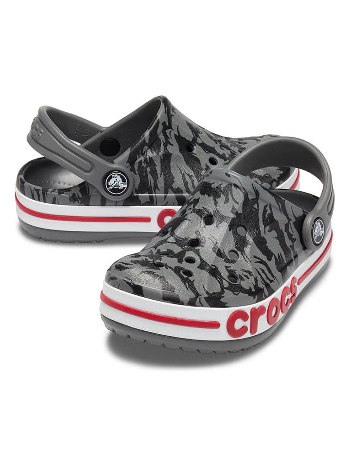 Crocs Chodaki "Bayaband Seasonal Printed" w kolorze szaro-czarno-czerwonym rozmiar: 22/23