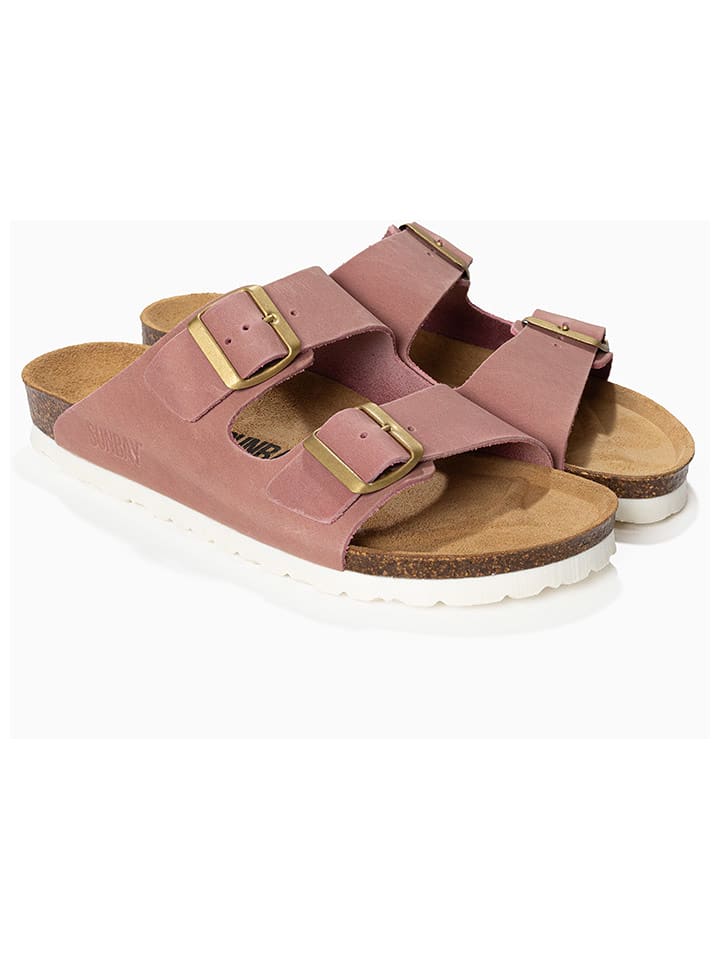 Sunbay Skórzane klapki "Trefle" w kolorze jasnoróżowym rozmiar: 39