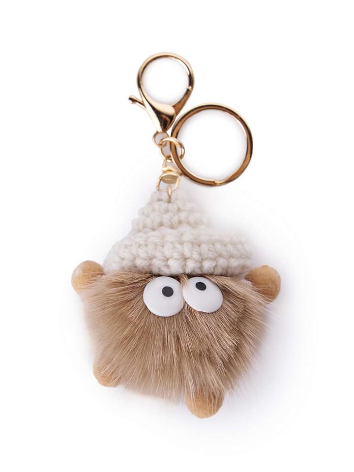 Lucky Bees Zawieszka "Ponpon" w kolorze beżowym do torebki/kluczy - dł. 13 cm rozmiar: onesize