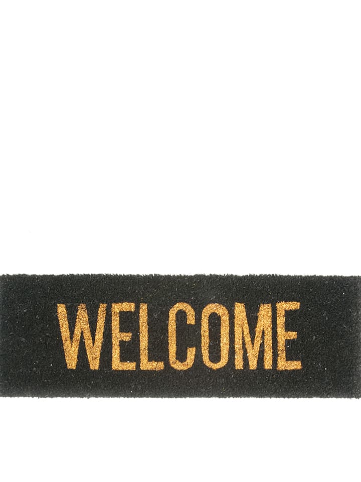 Present Time Wycieraczka "Welcome" w kolorze czarnym z włókna kokosowego - 75 x 26 cm rozmiar: onesize
