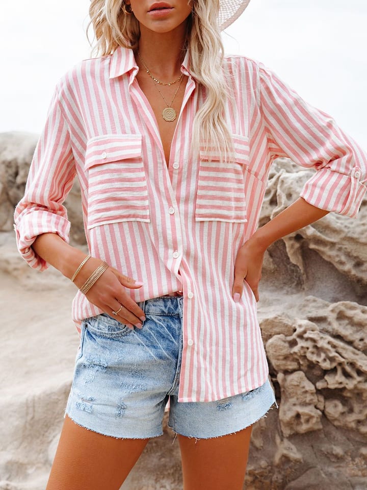 Milan Kiss Bluzka w kolorze jasnoróżowo-białym rozmiar: XL