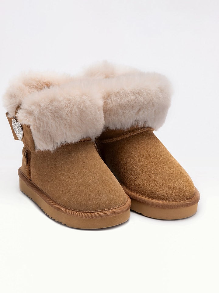 Lelli Kelly Skórzane botki zimowe "Zoey" w kolorze jasnobrązowym rozmiar: 26