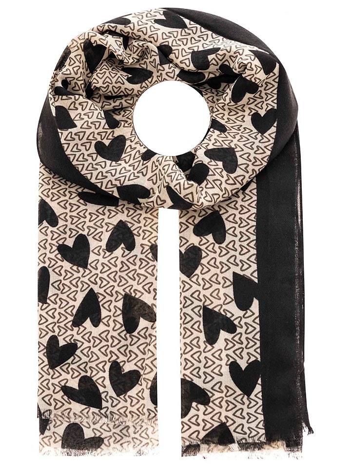 Zwillingsherz Szal w kolorze beżowo-czarnym - 180 x 60 cm rozmiar: onesize