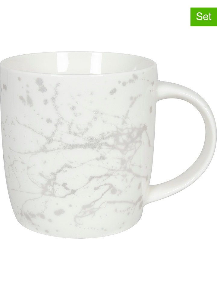 Könitz Kubki jumbo (2 szt.) "Silver Splash" w kolorze srebrno-białym - 400 ml rozmiar: onesize