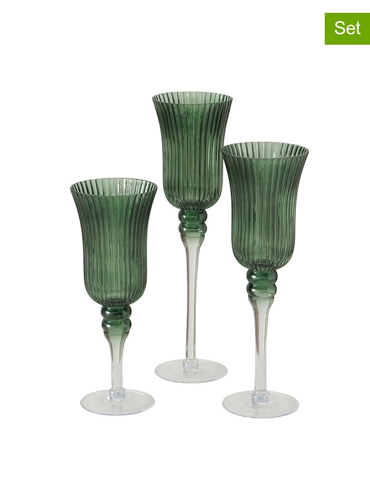 Boltze Świeczniki (3 szt.) "Manou" w kolorze zielonym rozmiar: onesize