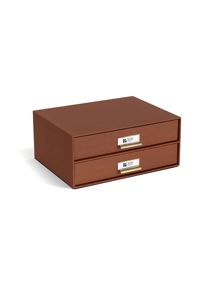 BigsoBox Pudełko "Birger" w kolorze brązowym z szufladami - DIN A4 rozmiar: onesize