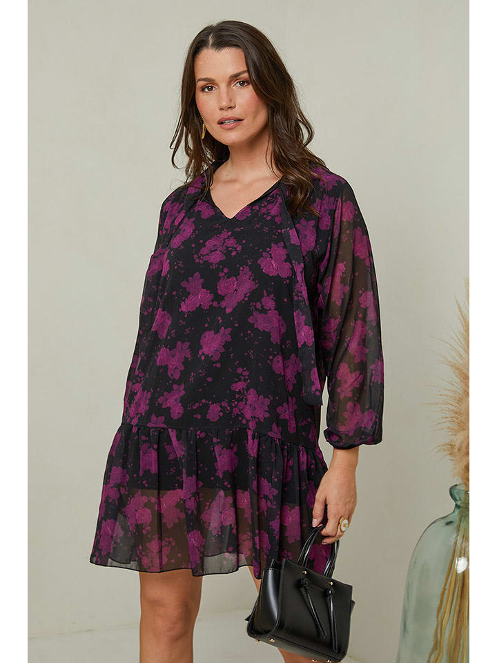 Curvy Lady Sukienka w kolorze czarno-fioletowym rozmiar: 48/50