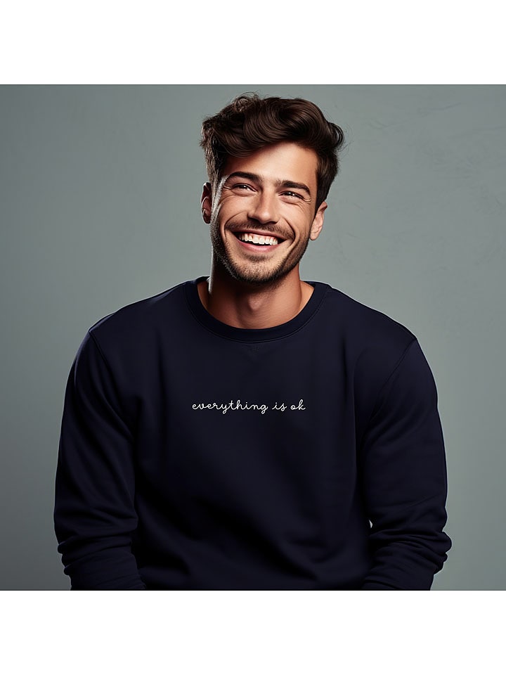 WOOOP Bluza "Everything is okay" w kolorze granatowym rozmiar: XS