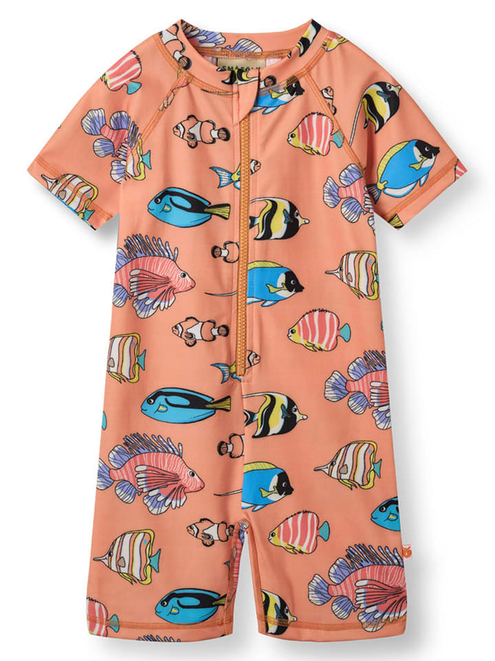 Småfolk Strój kąpielowy "Fish" w kolorze pomarańczowym ze wzorem rozmiar: 110/116