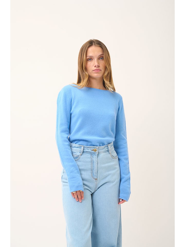 Just Cashmere Kaszmirowy sweter "Grace" w kolorze błękitnym rozmiar: M