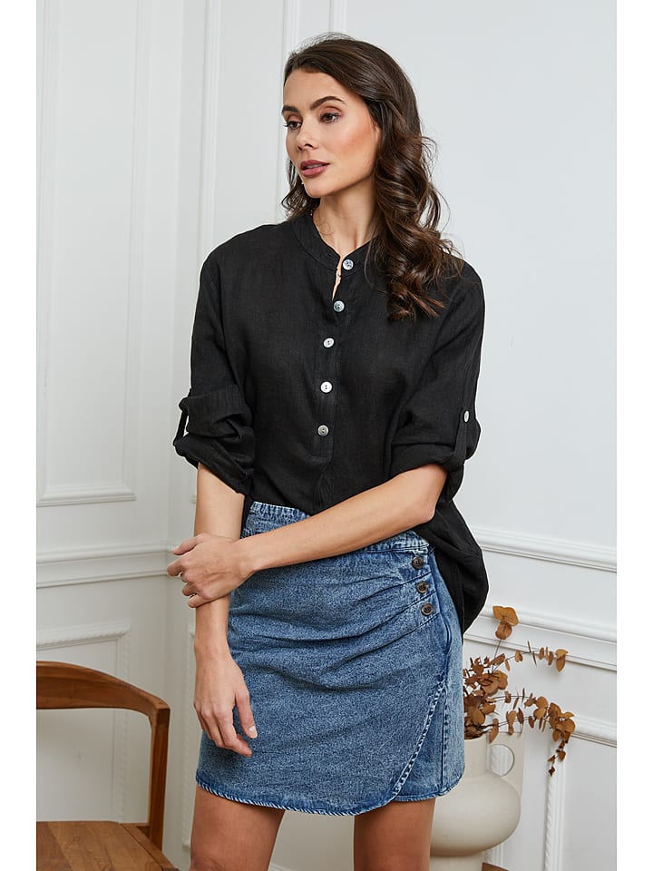 La Compagnie Du Lin Lniana bluzka "Jimenez" w kolorze czarnym rozmiar: S