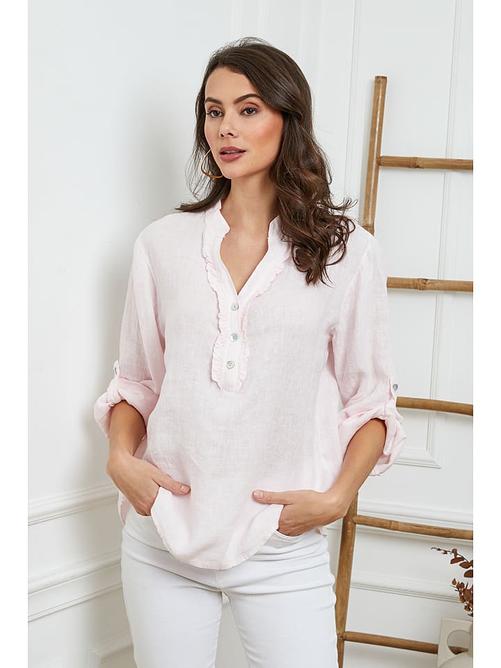 Joséfine Lniana bluzka w kolorze jasnoróżowym rozmiar: XXL