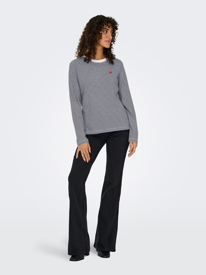 JDY Koszulka w kolorze biało-granatowym rozmiar: L