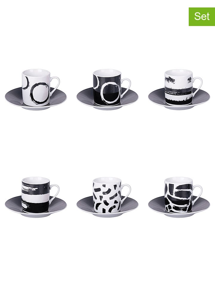 Villa d´Este Filiżanki (6 szt.) "The Black Mood" w kolorze czarno-białym - 90 ml rozmiar: onesize