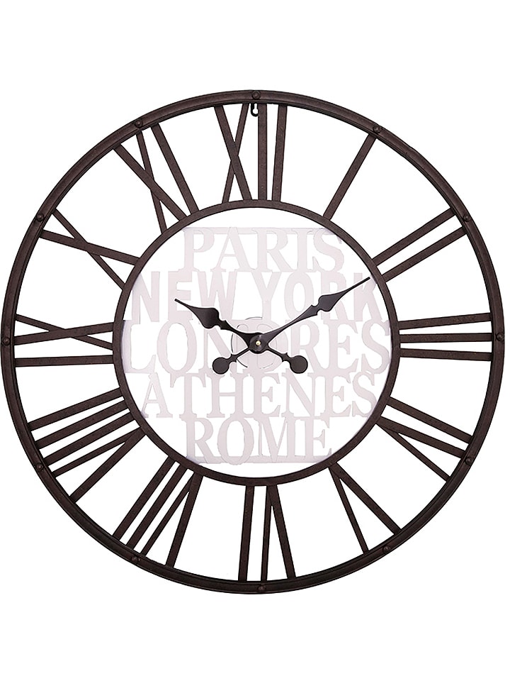 Anticline Zegar ścienny "Paris-Rome" w kolorze brązowo-białym - Ø 80 cm rozmiar: onesize