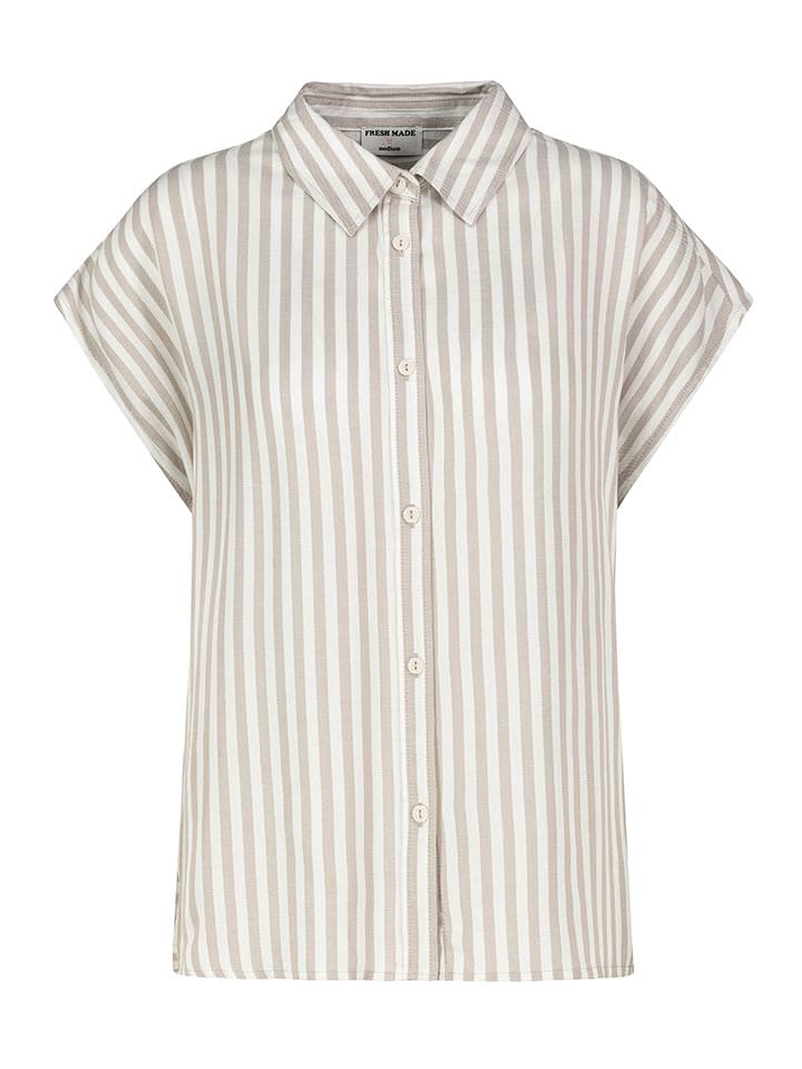 Fresh Made Bluzka w kolorze beżowo-białym rozmiar: S