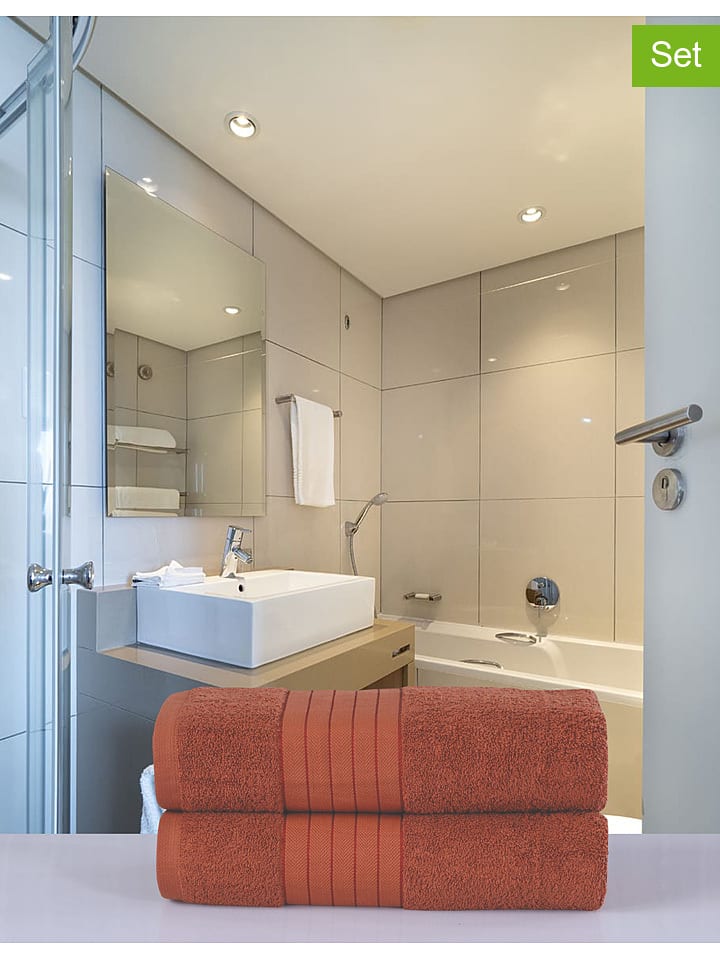 Good Morning Ręczniki prysznicowe (2 szt.) w kolorze pomarańczowym rozmiar: 70x140 cm