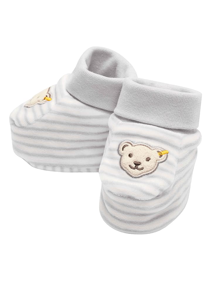 Steiff Kapcie w kolorze szaro-białym rozmiar: 56-68