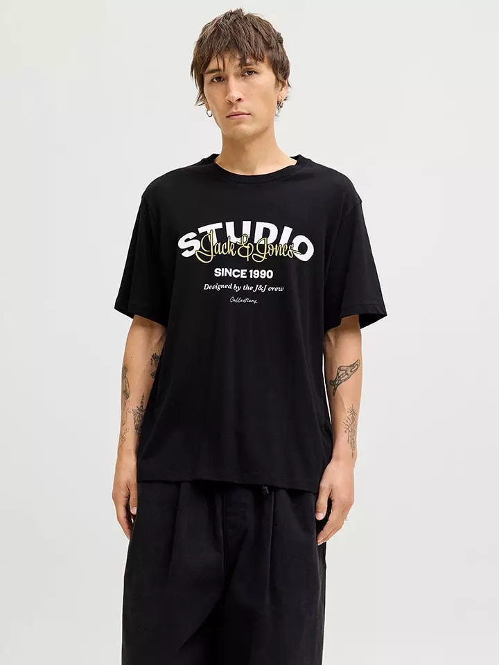 Jack & Jones Koszulka "Yuki" w kolorze czarnym rozmiar: L