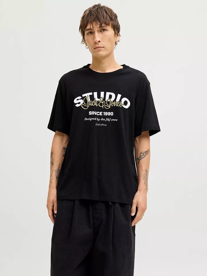 Jack & Jones Koszulka "Yuki" w kolorze czarnym rozmiar: L