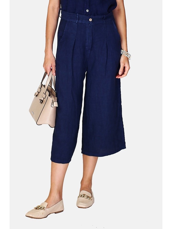 Le Jardin du Lin Lniane spodnie w kolorze granatowym rozmiar: 40