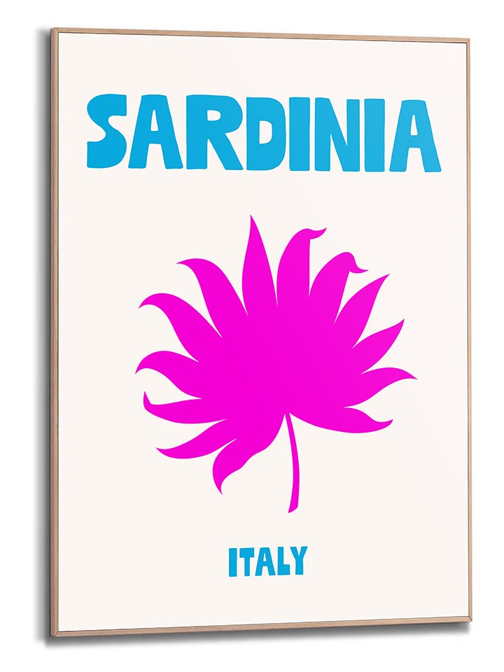 Orangewallz Druk artystyczny "Destination Sardinia" w ramce rozmiar: 50x70 cm