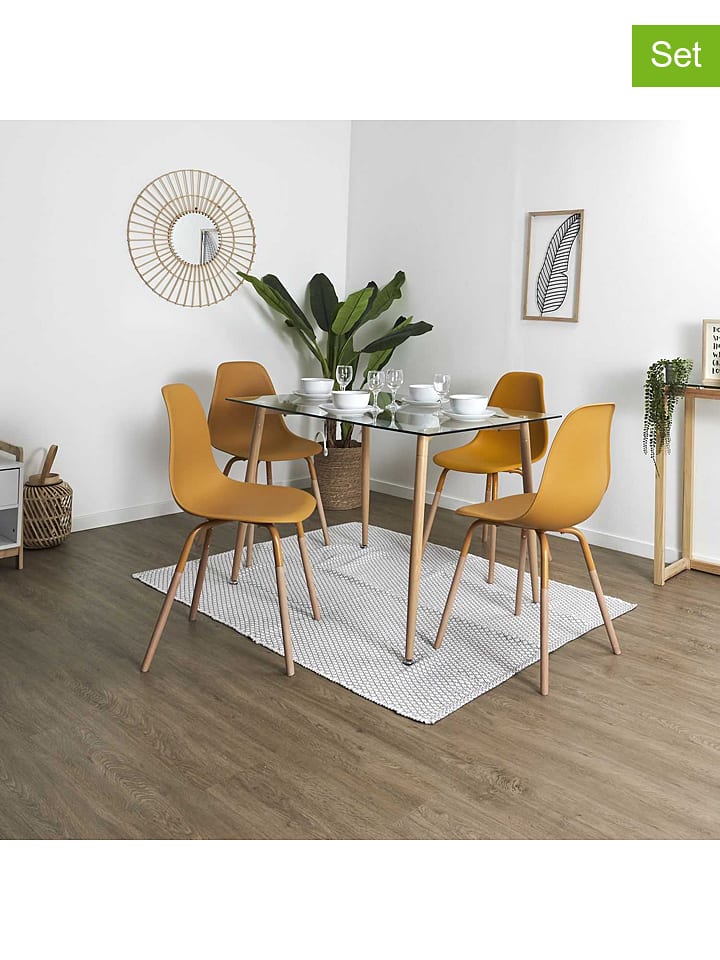 THE HOME DECO FACTORY Krzesła (2 szt.) "Scandinave" w kolorze żółtym - 46 x 85 x 56 cm rozmiar: onesize