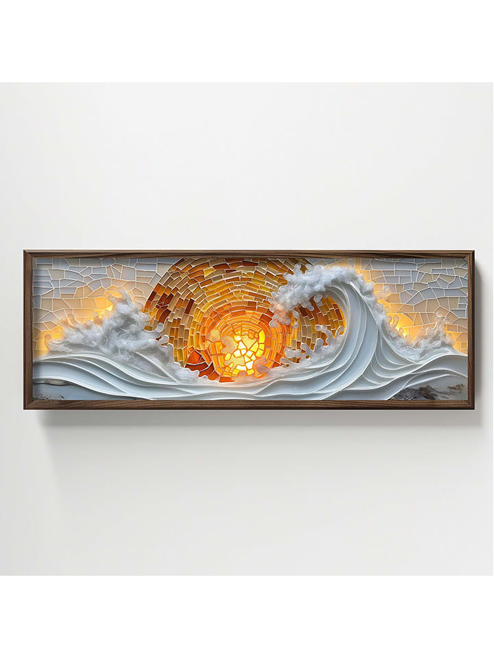 HanahHome Druk artystyczny w kolorze brązowym ze wzorem w ramce - 120 x 40 cm rozmiar: onesize