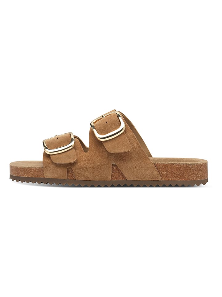 s.Oliver Skórzane klapki w kolorze jasnobrązowym rozmiar: 42