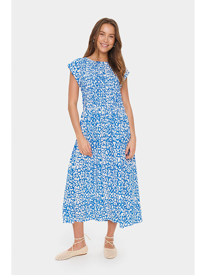 SAINT TROPEZ Sukienka "Gisla" w kolorze niebiesko-białym rozmiar: M