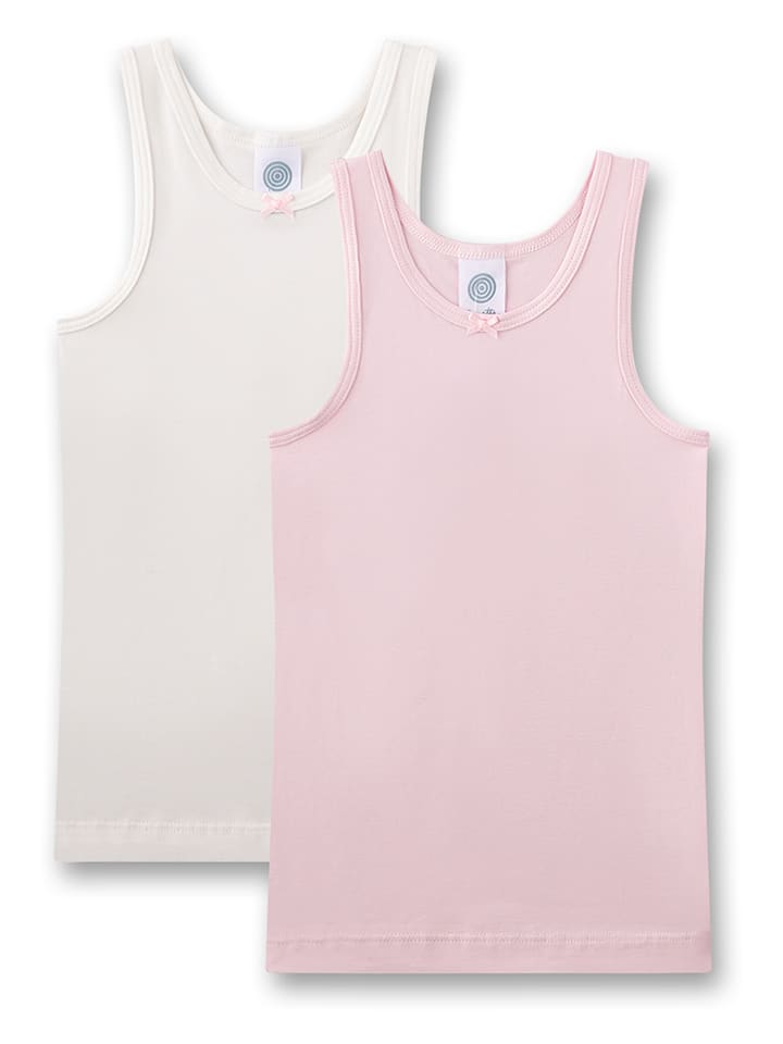 Sanetta Podkoszulki (2 szt.) w kolorze białym i jasnoróżowym rozmiar: 104