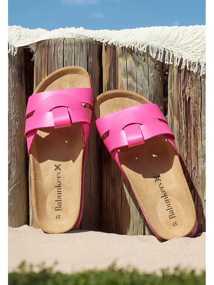 BABUNKERS Family Skórzane klapki w kolorze różowym rozmiar: 38