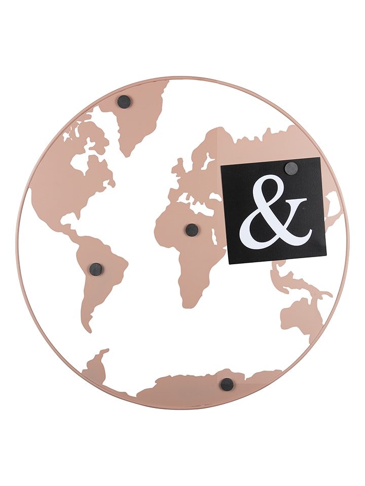 Present Time Tablica memo "World Map" w kolorze jasnoróżowym - Ø 50 cm rozmiar: onesize