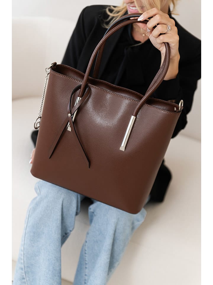 Lia Biassoni Skórzana torebka "Mallero" w kolorze ciemnobrązowym - 32 x 30 x 12 cm rozmiar: onesize