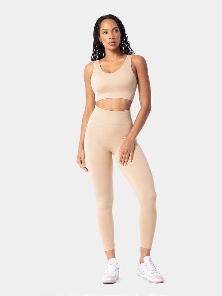 Carpatree Legginsy sportowe "Simply" w kolorze beżowym rozmiar: S