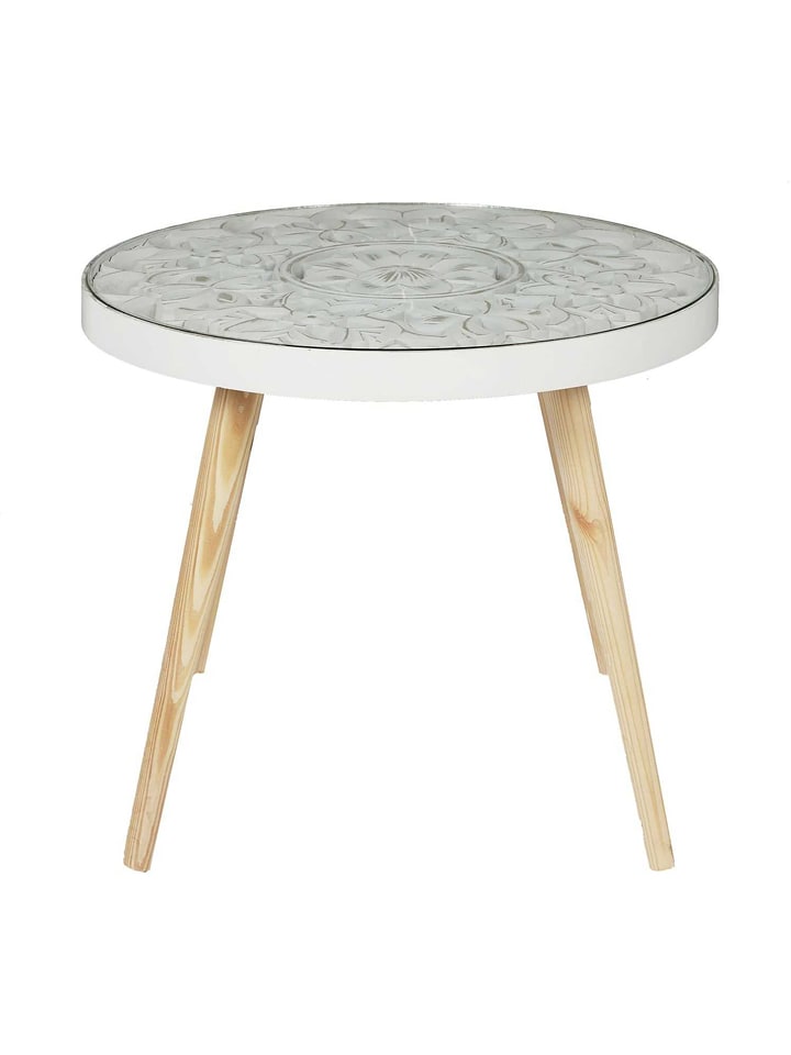 Ethnical Life Stolik w kolorze białym - wys. 41,5 x Ø 50 cm rozmiar: onesize