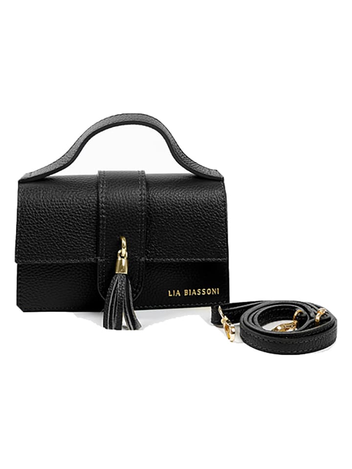Lia Biassoni Skórzana torebka w kolorze czarnym - 20 x 13 x 6 cm rozmiar: onesize