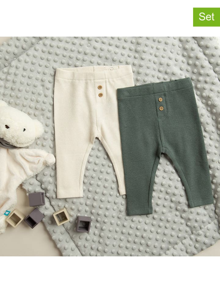 COOL CLUB Legginsy (2 pary) w kolorze kremowym i zielonym rozmiar: 80