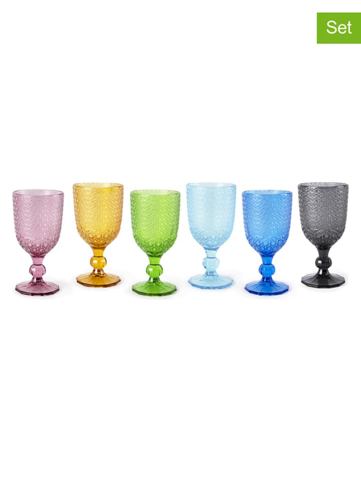 Trendy Kitchen by EXCÉLSA Kieliszki (6 szt.) w różnych kolorach do wina - 350 ml rozmiar: onesize