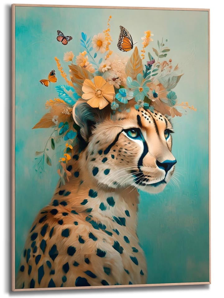 Orangewallz Druk artystyczny "Flower Jaguar" w ramce rozmiar: 50x70 cm