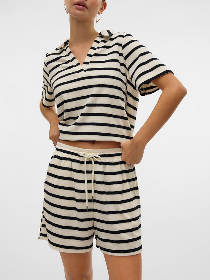 Vero Moda Szorty w kolorze kremowo-czarnym rozmiar: S