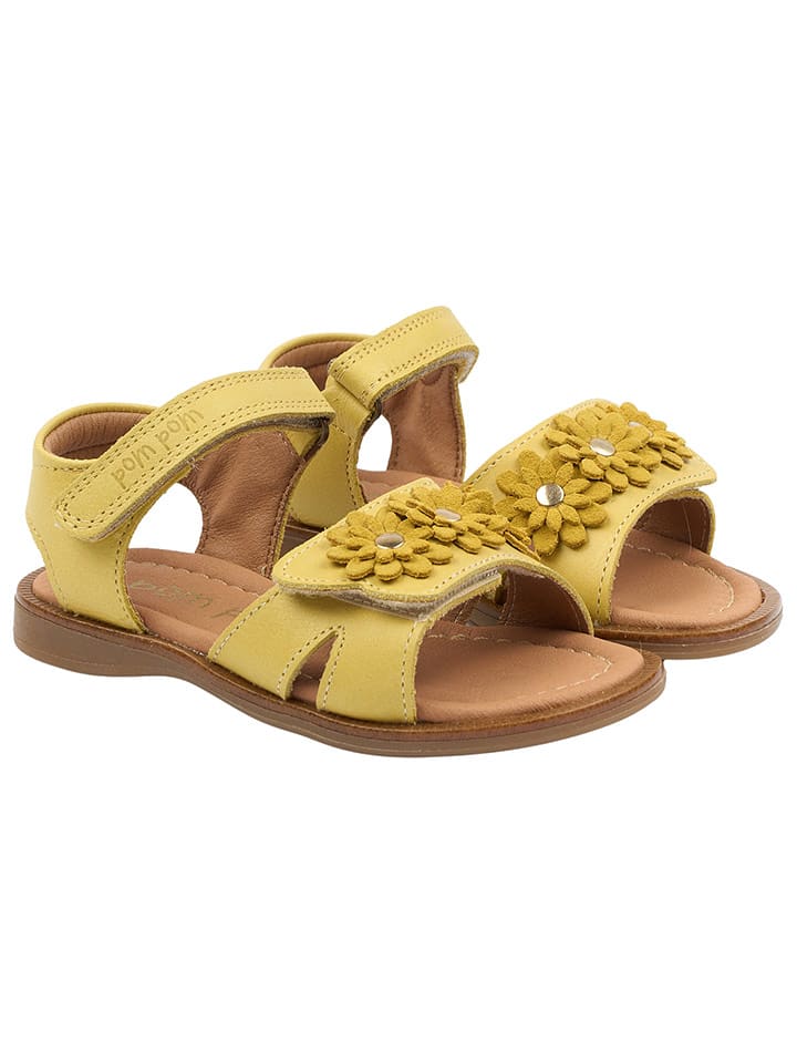 POM POM Skórzane sandały w kolorze żółtym rozmiar: 35