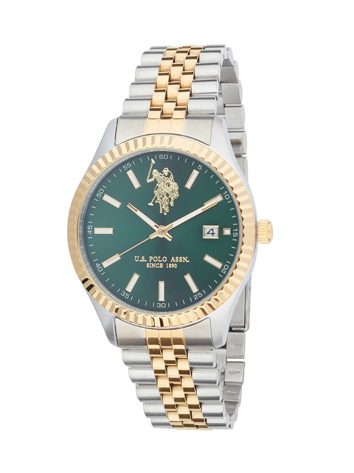 U.S. Polo Assn. Zegarek kwarcowy w kolorze srebrno-złoto-zielonym rozmiar: onesize