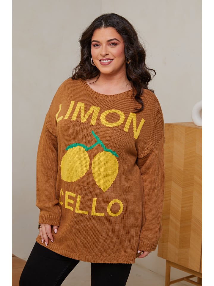 Curvy Lady Sweter w kolorze jasnobrązowym rozmiar: 44/46