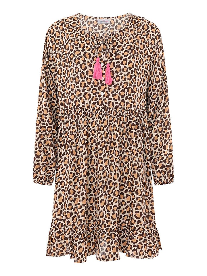 Zwillingsherz Sukienka "Leo" w kolorze brązowo-beżowym rozmiar: S/M