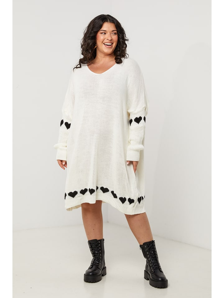 Curvy Lady Sukienka dzianinowa w kolorze białym rozmiar: 40/42