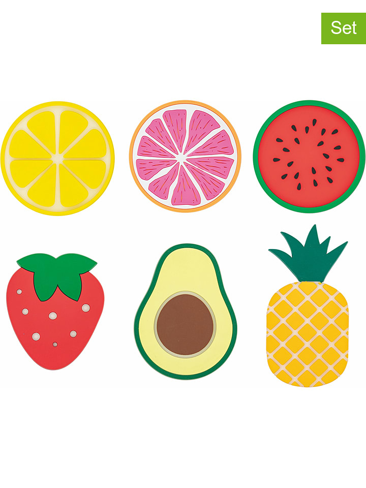 Villa d´Este Podkładki (6 szt.) "Fruit" ze wzorem - dł. 14 cm rozmiar: onesize