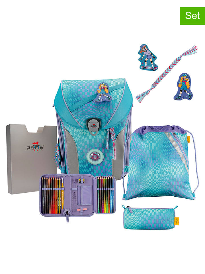 DerDieDas 5-częściowy zestaw szkolny " ErgoFlex Max - Activ" w kolorze błękitnym rozmiar: onesize